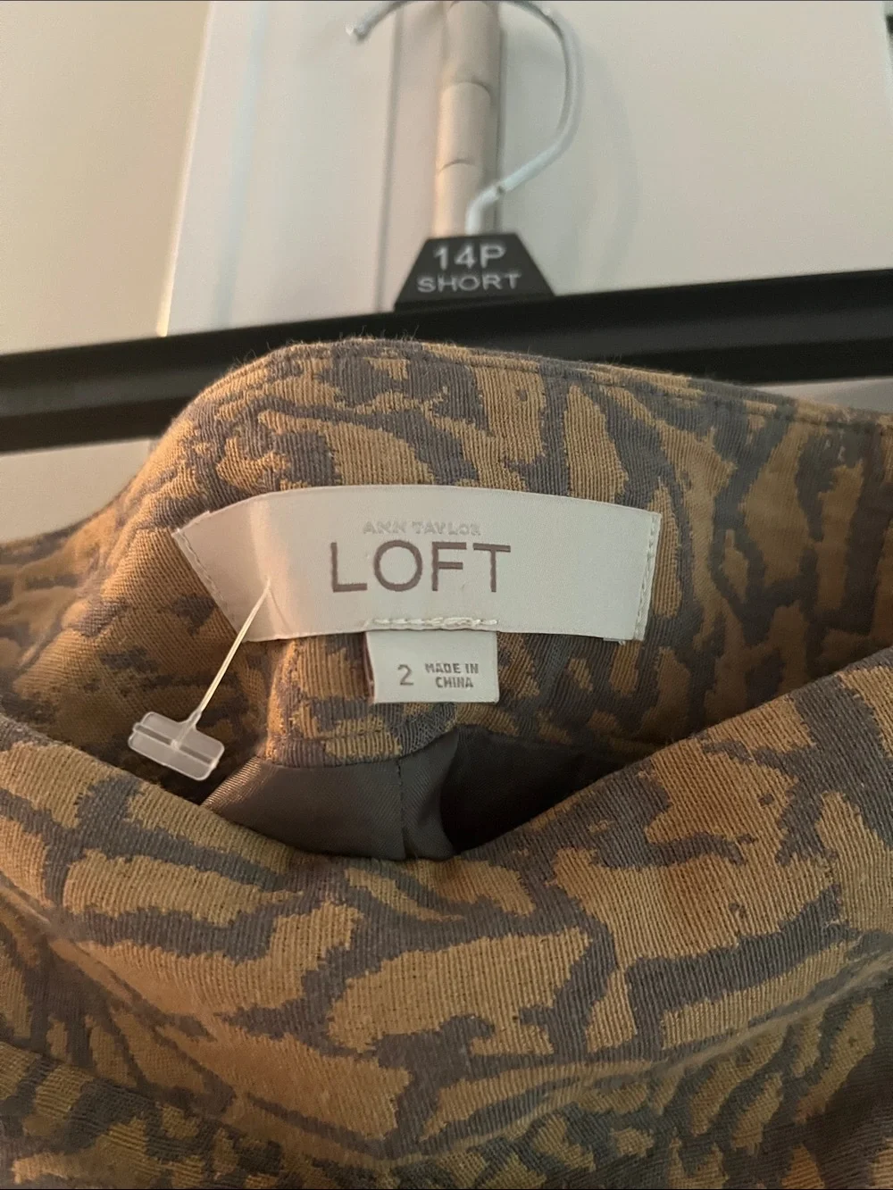 LOFT Brown and Gray Animal-Print Mini Skirt